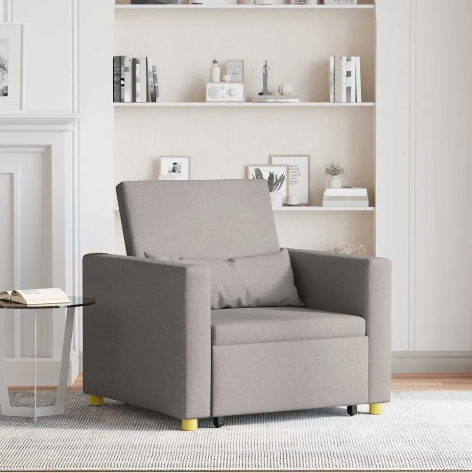 vidaXL Canapé-lit escamotable simple Taupe 90 x 165 x 87 cm tissu