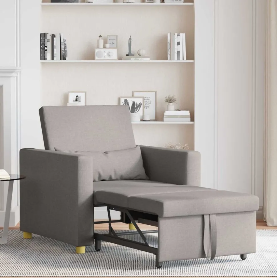vidaXL Canapé-lit escamotable simple Taupe 90 x 165 x 87 cm tissu