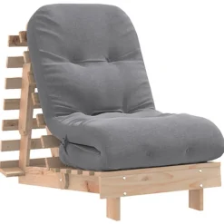 vidaXL Canapé-lit futon avec matelas 60x206x11 cm bois massif de pin