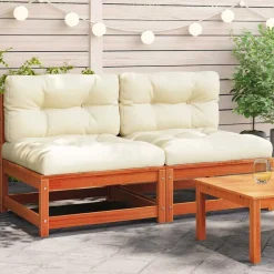vidaXL Canapés de jardin sans accoudoirs coussins 2pcs bois massif pin