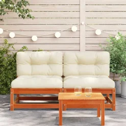 vidaXL Canapés de jardin sans accoudoirs coussins 2pcs bois massif pin