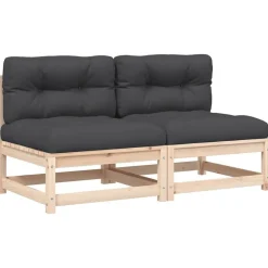 vidaXL Canapés de jardin sans accoudoirs coussins 2pcs bois massif pin