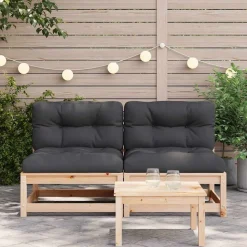 vidaXL Canapés de jardin sans accoudoirs coussins 2pcs bois massif pin