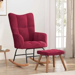 vidaXL Chaise à bascule avec repose-pied Rouge bordeaux Velours