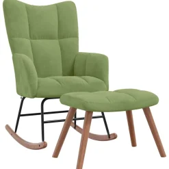 vidaXL Chaise à bascule avec repose-pied Vert clair Velours