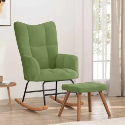 vidaXL Chaise à bascule avec repose-pied Vert clair Velours