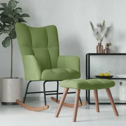 vidaXL Chaise à bascule avec repose-pied Vert clair Velours
