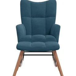 vidaXL Chaise à bascule avec tabouret en velours bleu