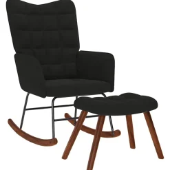 vidaXL Chaise à bascule avec tabouret en velours noir