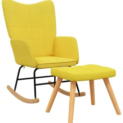 vidaXL Chaise à bascule avec tabouret Jaune moutarde Tissu