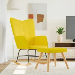 vidaXL Chaise à bascule avec tabouret Jaune moutarde Tissu