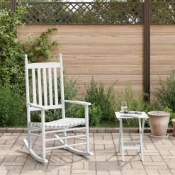 vidaXL Chaise à bascule avec table pliable blanc bois massif peuplier