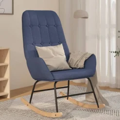 vidaXL Chaise à bascule Bleu Tissu