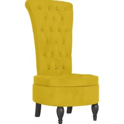 vidaXL Chaise à dossier haut jaune velours conception de bouton