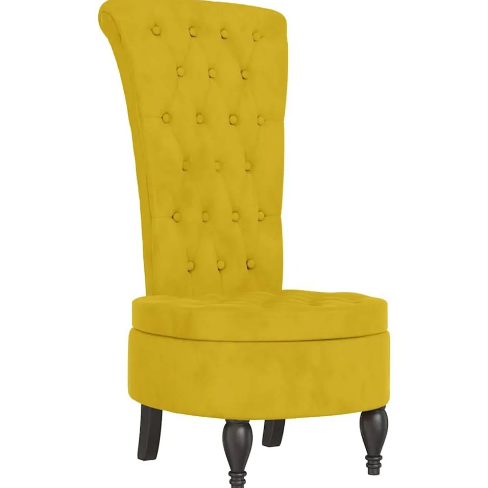 vidaXL Chaise à dossier haut jaune velours conception de bouton