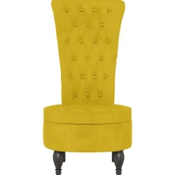 vidaXL Chaise à dossier haut jaune velours conception de bouton