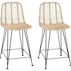vidaXL Chaise de bar 2 pcs Naturel 44,5 x 54,5 x 97,5 cm