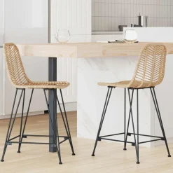 vidaXL Chaise de bar 2 pcs Naturel 44,5 x 54,5 x 97,5 cm