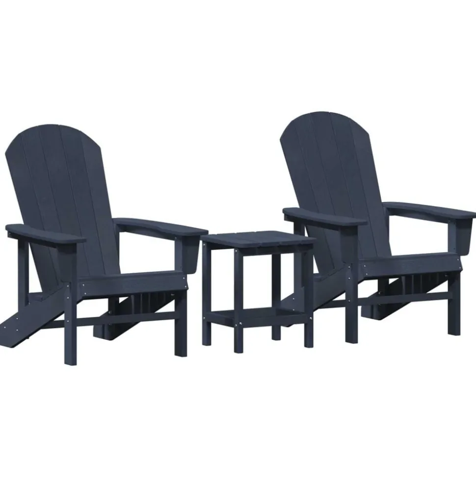 vidaXL Chaise de jardin 3 pcs Bleu marine Polyéthylène