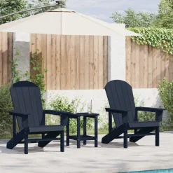 vidaXL Chaise de jardin 3 pcs Bleu marine Polyéthylène