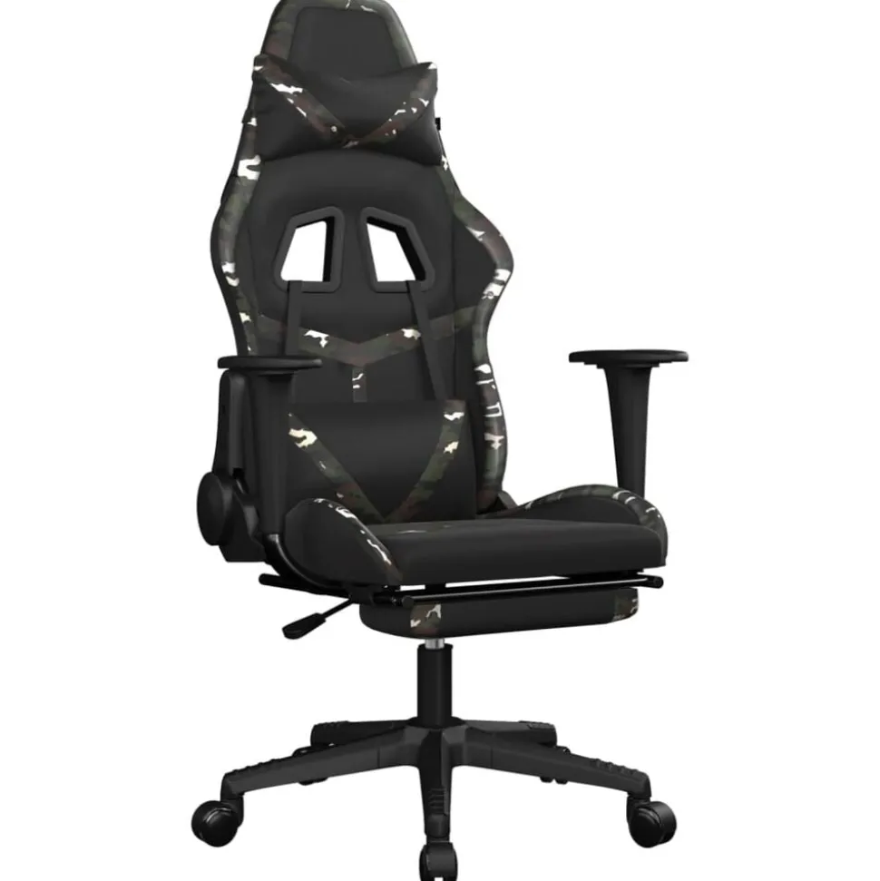 vidaXL Chaise de jeu avec repose-pied Noir et camouflage Similicuir