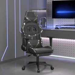 vidaXL Chaise de jeu avec repose-pied Noir et camouflage Similicuir