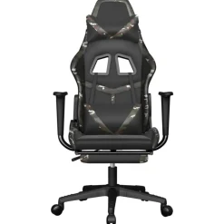 vidaXL Chaise de jeu avec repose-pied Noir et camouflage Similicuir