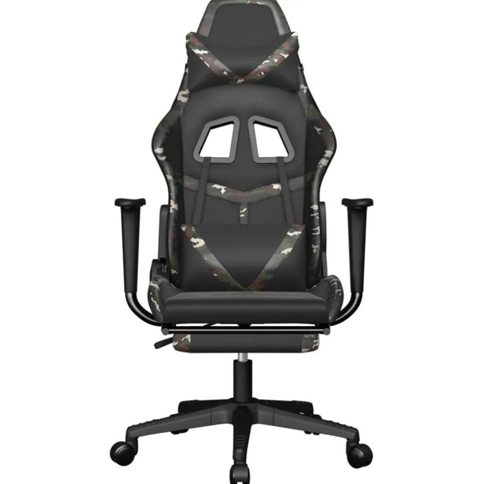 vidaXL Chaise de jeu avec repose-pied Noir et camouflage Similicuir