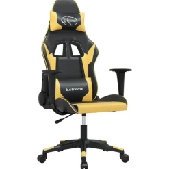 vidaXL Chaise de jeu de massage Noir et doré Similicuir