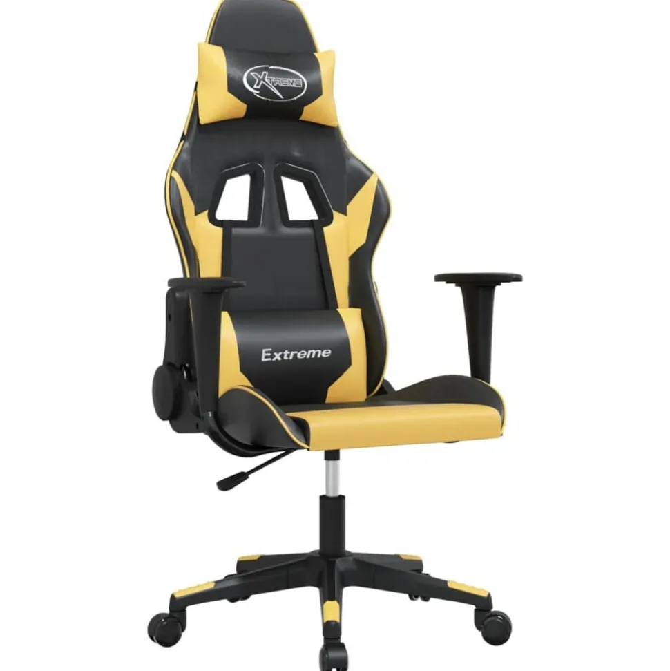 vidaXL Chaise de jeu de massage Noir et doré Similicuir