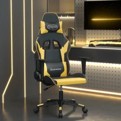 vidaXL Chaise de jeu de massage Noir et doré Similicuir