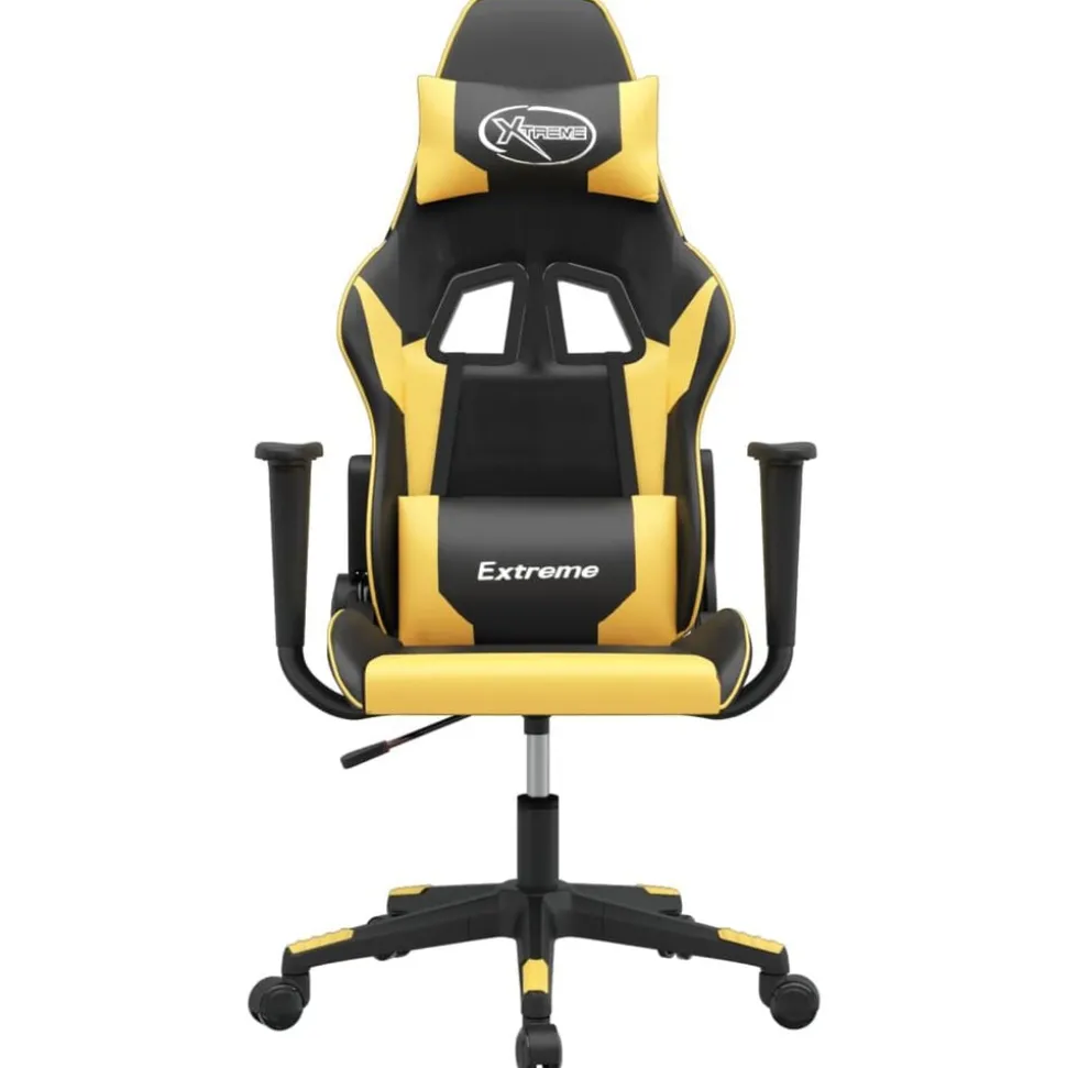 vidaXL Chaise de jeu de massage Noir et doré Similicuir