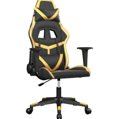 vidaXL Chaise de jeu de massage Noir et doré Similicuir