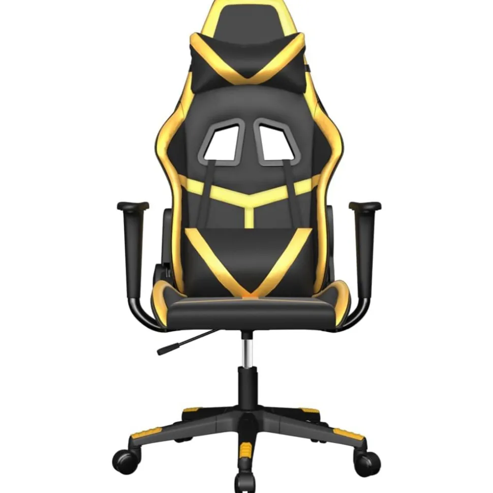 vidaXL Chaise de jeu de massage Noir et doré Similicuir