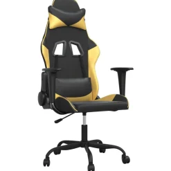 vidaXL Chaise de jeu de massage Noir et doré Similicuir