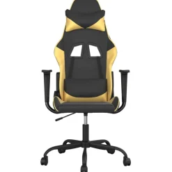 vidaXL Chaise de jeu de massage Noir et doré Similicuir