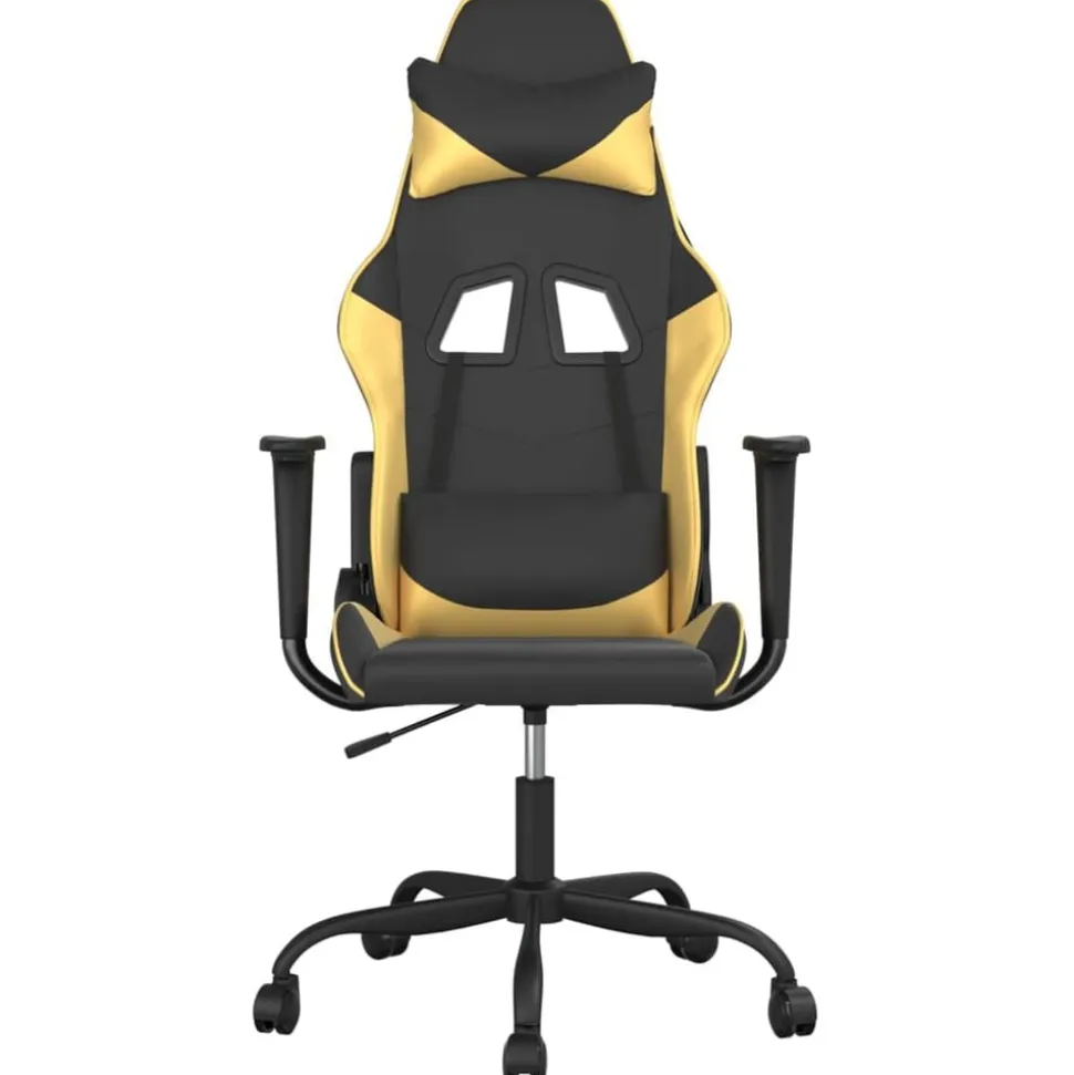 vidaXL Chaise de jeu de massage Noir et doré Similicuir