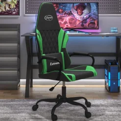 vidaXL Chaise de jeu de massage Noir et vert Similicuir