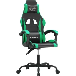vidaXL Chaise de jeu Noir et vert Similicuir
