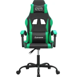 vidaXL Chaise de jeu Noir et vert Similicuir