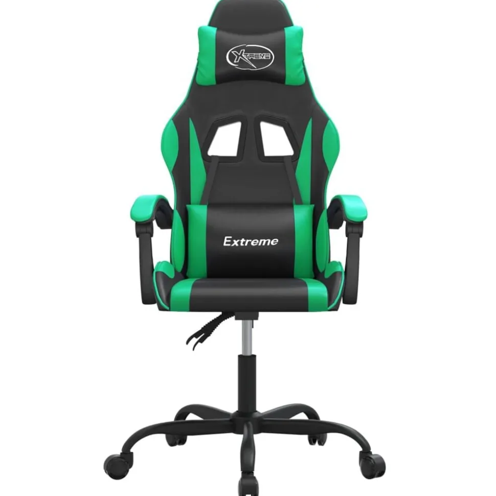 vidaXL Chaise de jeu Noir et vert Similicuir