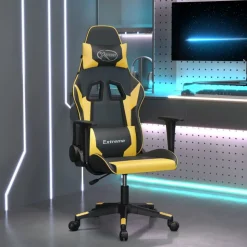 vidaXL Chaise de jeu Noir et doré Similicuir