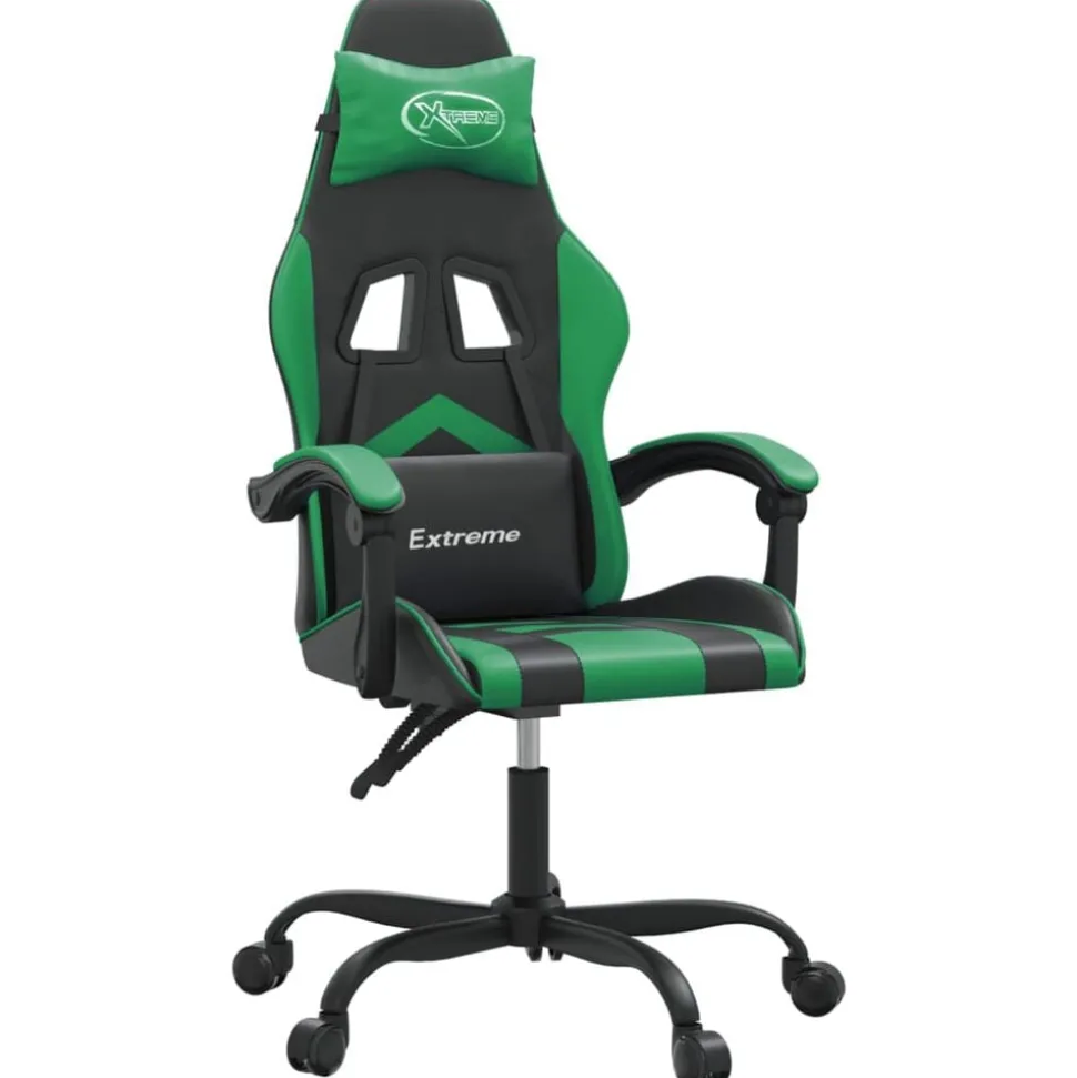 vidaXL Chaise de jeu Noir et vert Similicuir