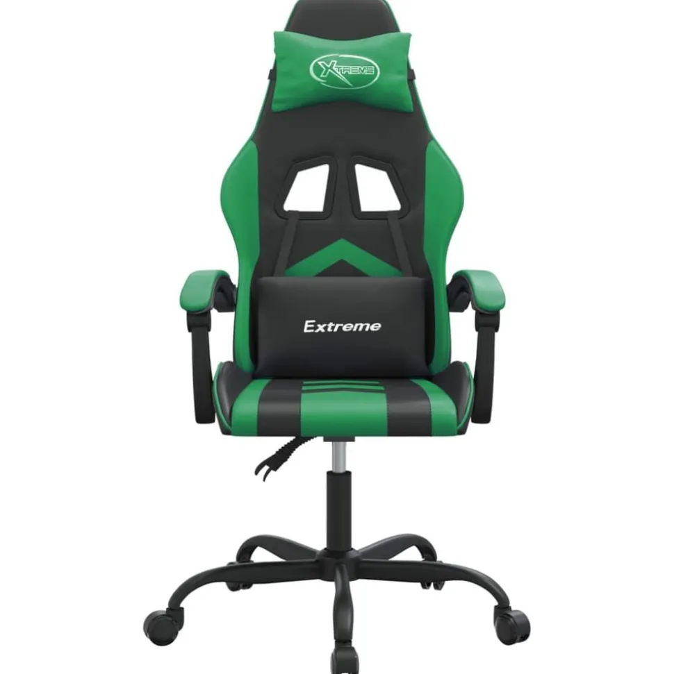 vidaXL Chaise de jeu Noir et vert Similicuir