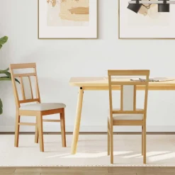 vidaXL Chaise de salle à manger 2 pcs Naturel et clair