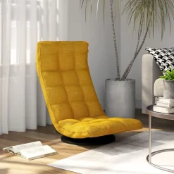 vidaXL Chaise de sol pivotante Jaune moutarde Tissu