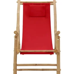 vidaXL Chaise de terrasse Bambou et toile Rouge