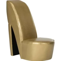 vidaXL Chaise en forme de chaussure à talon haut Doré Similicuir