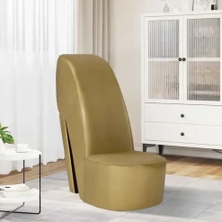 vidaXL Chaise en forme de chaussure à talon haut Doré Similicuir