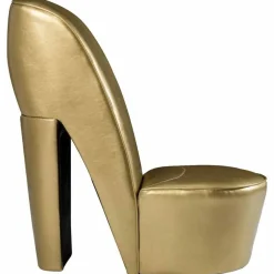 vidaXL Chaise en forme de chaussure à talon haut Doré Similicuir